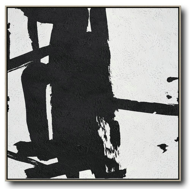 Hand Made Abstract Art,Oversized Minimal Black And White Painting - Acrylic Painting On Canvas